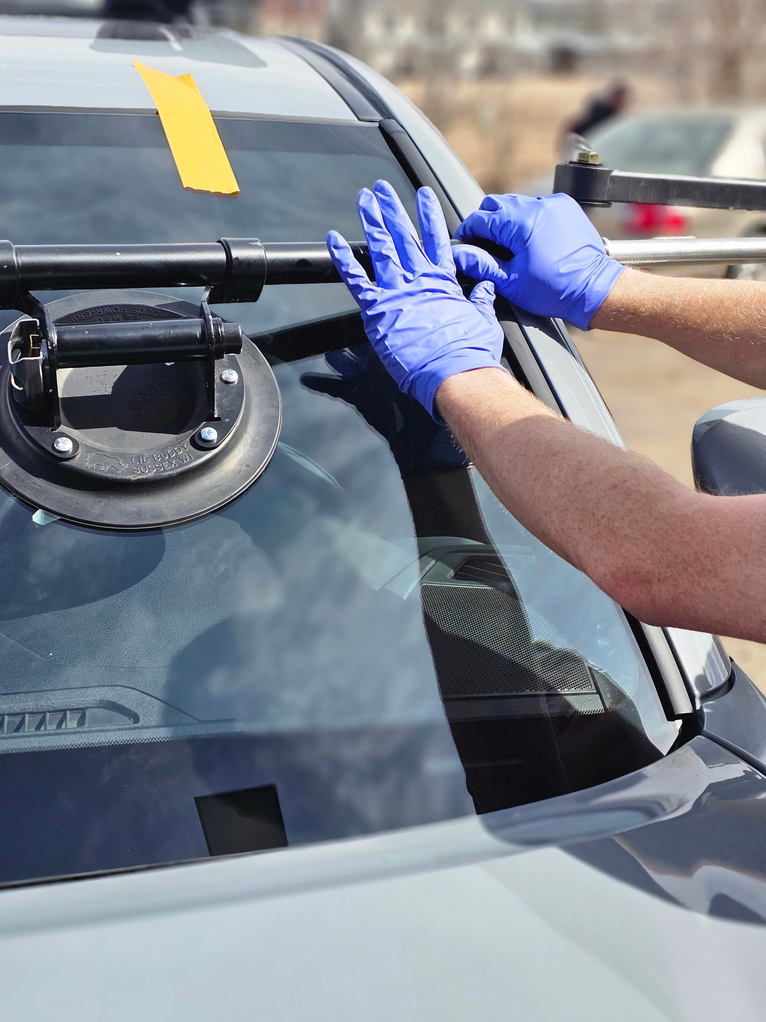 Auto glass replacement in progress at Polaris AutoGlass Fort Collins